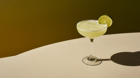 a lime-flavored drink is showcased in this photo, featuring a muted and minimalist composition. the contrasting play of light and shadow adds depth to the image, reminiscent of american tonalist and post-war aesthetics. the dignified poses and frayed elements contribute to the poetcore vibe of the overall scene. ai generatedの素材