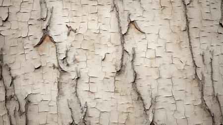 a close-up photo of a tree trunk showcasing numerous cracks on its surface. the composition is skillfully done with a combination of light beige and white tones. the image, captured by hryhorii havrylenko, features intricate patterns and a refined technique. the resolution is 3840x2160, and the style is reminiscent of the works of peder balke. ai generatedの素材