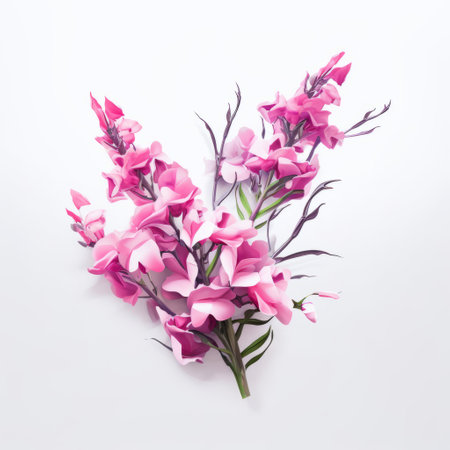 a 3d image of floral roses on a white background. this free stock photo showcases a minimalistic design with a light magenta and magenta color scheme. the matte finish adds a touch of elegance, while the textural richness of the flowers creates a visually appealing composition. the image has undergone minimal retouching, preserving its natural beauty. ai generatedの素材