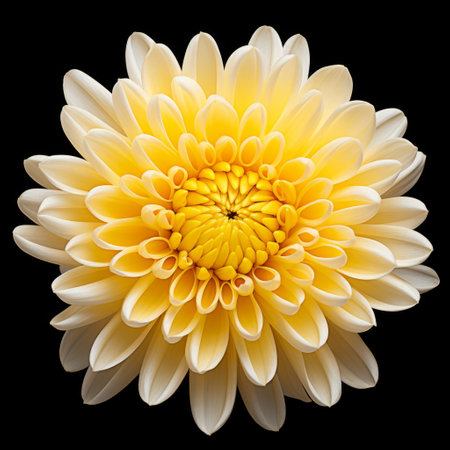 a large, yellow flower stands out against a striking black background in this captivating photograph. inspired by the artistic styles of matthias haker and miki asai, the image showcases symmetrical asymmetry. captured with a sony alpha a1, the vibrant hues of light orange and beige add depth and warmth to the composition. this symbolic image is a true visual delight. ai generatedの素材