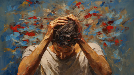 walter peters, the artist behind "appetite for chaos," showcases his expressive figurative paintings in this captivating artwork. with a color palette of sky-blue and amber, peters creates emotionally-charged brushstrokes that bring his realistic oil paintings to life. his heavy use of palette knives adds depth and texture to his precisionist art, resulting in a powerful display of emotive expressionism. ai generatedの素材