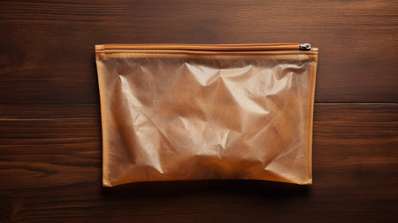 a large orange plastic bag, resembling a blend of light gold and dark brown hues, lies on the floor. the bag features minimal retouching and is made of leatherhide material. its design showcases a combination of dark gold and light brown shades, with meticulous inking and the use of screen tones. the bag's appearance exudes a touch of wood-like texture. ai generatedの素材