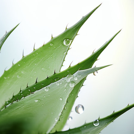aloe vera, a vital human body ingredient, captured through the lensbaby optics, showcases its beauty with water drops. this stunning uhd image, taken by alastair magnaldo using a sony alpha a1, highlights the intricate details of aloe vera. explore the mesmerizing world of this plant on flickr, where georg jensen's artistry comes to life. ai generatedの素材