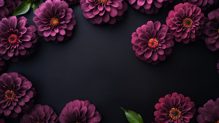 a close-up background featuring dark purple flowers with a matte style. the composition is unique, with a dark black and crimson color palette. the framing and composition by lilia alvarado give it a naturalist aesthetic. the use of chalk and minimalistic elements adds to its overall appeal. ai generatedの素材