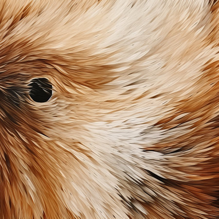 a brown and white bird's head is depicted in this digital art piece, showcasing a stunning blend of gradients. the attention to detail in the fur and feathers texture is remarkable, creating a hyper-realistic effect. the use of digital art techniques brings out the light orange hues, resulting in a captivating and furry artwork. ai generatedの素材