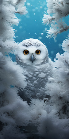 an owl perched on tree roots in a snowy landscape, captured in a hyperrealistic style reminiscent of victor nizovtsev's artwork. this stunning image, rendered in cinema4d, showcases the intricate details of the owl's feathers and the texture of the snow. the composition evokes a sense of tranquility and mystery, reminiscent of sven nordqvist's storytelling and zena holloway's underwater photography. the use of xbox 360 graphicsの素材