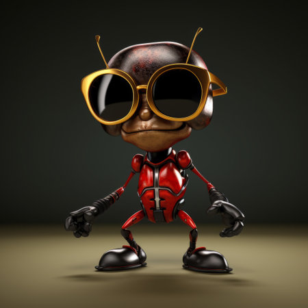 3d modeler tehok is a vector illustration created by mike ra tuesday. this playful caricature, made of insects, features a combination of red and bronze colors. the artwork is reminiscent of a movie still, with dark colors and textured shading, showcasing the artist's object-oriented approach. ai generatedの素材