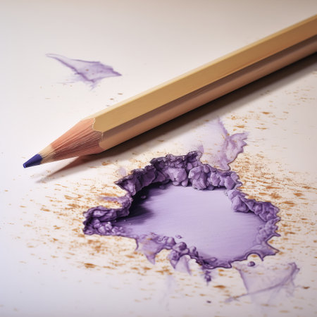 purple colored pencil photos showcasing intense shadows and a deconstructionist style. these images also convey a message of environmental awareness. the photorealistic eye captures the light indigo and beige hues with sharp focus. these captivating photos are the work of mike campau. ai generatedの素材
