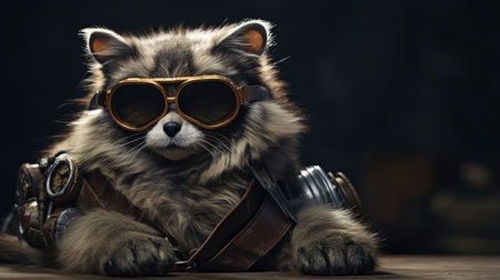 a cougar, donning a jacket and goggles, exudes a cinematic mood in this backlit photograph. with elements of industrial and product design, this furry art captures the charm of the subject. shot in 20 megapixels and featuring a stunning 8k resolution, this image showcases a captivating character. ai generatedの素材