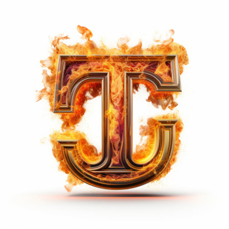 3d ionization style typography featuring fire and the letters p and r. this artwork draws inspiration from various artistic styles such as jmw turner, troubadour style, jc leyendecker, tom chambers, tachism, devilcore, and emotional energy. ai generatedの素材
