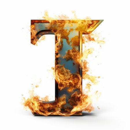 a letter "t" engulfed in fiery flames stands out against a pristine white background. this captivating image showcases jarring juxtapositions and explosive pigmentation, created using the powerful software zbrush. with its strong emotional impact and extraordinary juxtapositions, this photo is a true masterpiece. discover this striking artwork on flickr, where it captivates viewers with its unique style and intense visual appeal. ai generatedの素材