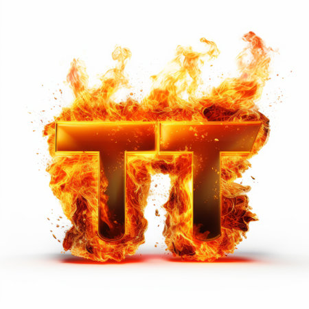 the photo showcases a captivating graphic art of the letter "t" engulfed in flames, created in the style of unreal engine. this visually striking image, reminiscent of an associated press photo, combines extraordinary juxtapositions and calculated design. with explosive pigmentation and a touch of the helsinki school's aesthetic, this contest-winning artwork is a true masterpiece. ai generatedの素材