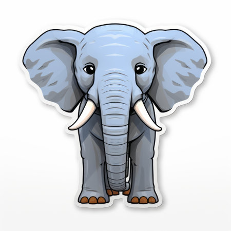 a cute elephant cartoon sticker with tusks, featuring photorealistic wildlife art in a precisionist style. this high-definition sticker on flickr showcases interactive and powerful symbolism, with political undertones. ai generatedの素材