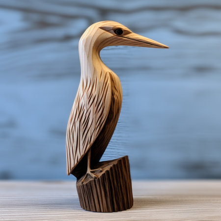 the wood bird perches gracefully on a wooden stem, amidst naturalistic ocean waves. with delicate shading and mesmerizing optical illusions, this artwork showcases highly realistic and elongated figures. inspired by dansaekhwa and hyperrealistic fauna, this piece captures the beauty of nature in a captivating and artistic manner. ai generatedの素材