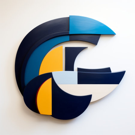 two captivating sculptures featuring minimalist typography and circular abstraction. one sculpture is composed of blue and yellow plastic pieces, showcasing a mastery of panel composition and fragmented icons. the other sculpture exhibits captivating chiaroscuro and elements of abstraction-cration, reminiscent of the style of caravaggism. ai generatedの素材