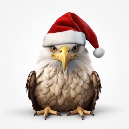 christmas eagle illustration mockup featuring a 3d illustration 4. this unique artwork is created in the style that emphasizes emotion over realism, irony, and humor. rendered in unreal engine, the aurorapunk design showcases eye-catching detail and realistic portraitures. the illustration is set against a clean white background. ai generatedの素材