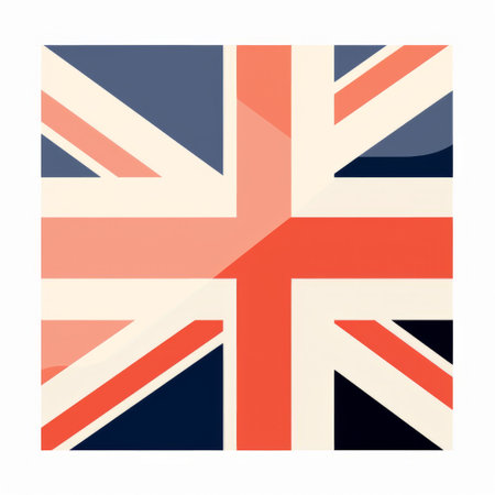 a british flag icon in the style of pop art flat colors, featuring a unique framing and composition. this psd graphic resembles a concert poster with vintage ephemera elements. it draws inspiration from political prints and showcases subtle color gradations. the diverse color palette adds vibrancy to the design. ai generatedの素材