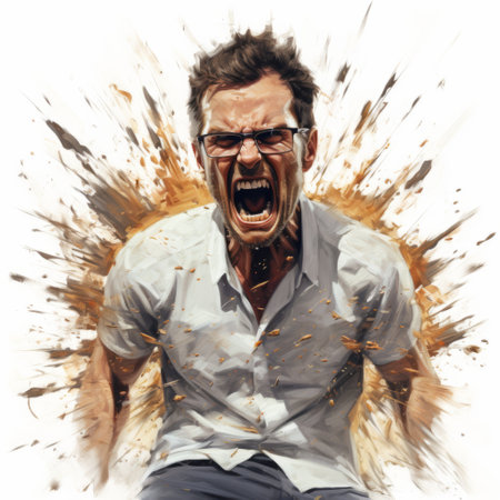 an explosion scene featuring mtv mtvx art, showcasing a realistic portrait style with detailed character design inspired by henry scott tuke. the artwork combines dark white and light gold tones, reminiscent of florian nicolle's signature style. the characters exhibit exaggerated expressions, creating an energy-charged atmosphere. ai generatedの素材