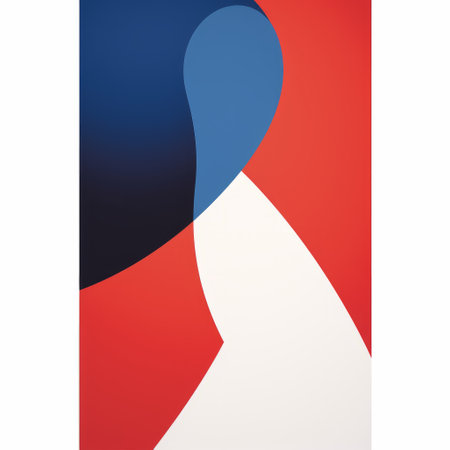 the white and red geometric abstract poster showcases a striking combination of light red and dark blue. with its curvaceous simplicity and figura serpentinata style, this 8k resolution artwork captures the essence of political illustration and american iconography. ai generatedの素材