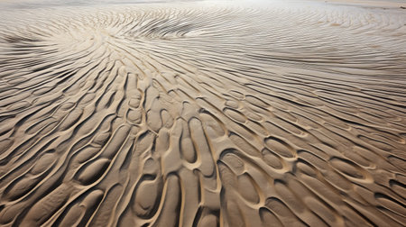 smooth sand with intricate patterns and playful streamlined forms captured in a national geographic-style photograph. the matte photo showcases traditional british landscapes with ultrafine detail and precise nautical elements. ai generatedの素材