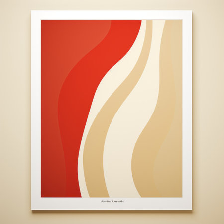 colorful geometric waves poster print on a white background, inspired by iconic album covers. this non-figurative artwork combines the styles of light red and dark beige, creating a captivating visual representation of heatwave and figurative minimalism. the design draws inspiration from phoenician art, showcasing a unique blend of raw versus finished elements. ai generatedの素材
