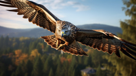 a majestic eagle soars gracefully through the air, its wings outstretched against a vibrant blue sky. this stunning image, created using the powerful unreal engine, showcases the eagle's beauty and strength. the backlit photography technique adds a touch of drama, while the xbox 360 graphics and terragen software bring the scene to life. the result is a hyper-realistic, whistlerian-inspired illustration that captivates with its intricateの素材