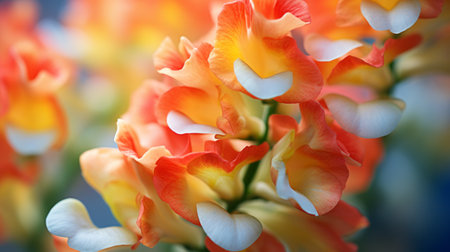 flowers in the background, captured with the vibrant and energetic style of the nikon af-s nikkor 70-200mm f/2.8e fl ed vr lens. these light orange and white blooms have been digitally enhanced, showcasing their organic sculpting and fine lines. the delicate curves of these eco-friendly crafted flowers add a touch of elegance to any setting. ai generatedの素材