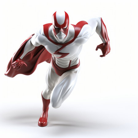 red, white, and blue hero figurine on a white background. the figurine is designed in a bold yet graceful style, with light silver and dark maroon accents. the image showcases quantum wavetracing technology, capturing the details in 20 megapixels. the overall color scheme includes light white, light red, light gray, and red, creating a heroic atmosphere. ai generatedの素材