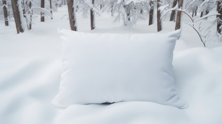 a snow blanket covers a white pillow on a bed, creating a serene winter scene. this photo, rendered in unreal engine, showcases the beauty of nature with its matte finish. it captures the essence of forestpunk aesthetics and resembles a national geographic photo. the high-resolution 4k image brings to life the plein air scenes, while maintaining a simplified and captivating composition. ai generatedの素材