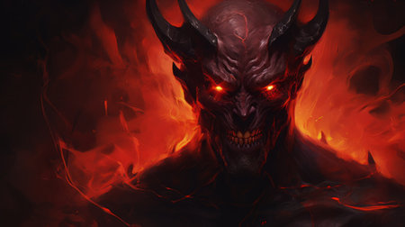 a demon monster character in the style of digital painting and drawing, showcased in high-definition wallpapers with a resolution of 1920x1080. the close-up shot intensifies the impact of the image, revealing the intricate details of the shwedoff, burnedcharred appearance. the artwork is digitally enhanced, created by the talented artist patrick brown, known for his exceptional xbox 360 graphics. ai generatedの素材