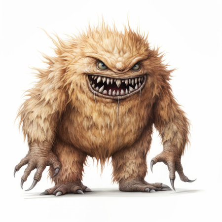 a big, bad mutant scary monster in light brown and white colors, featuring meticulous brushwork and spiky mounds. this realistic and hyper-detailed rendering captures the essence of childhood arcadias with its charming character illustration. the furry art adds an extra layer of intrigue to this captivating jpg image. ai generatedの素材