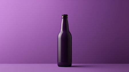 beer bottle on purple background, featuring photorealistic rendering and minimalist design. this industrial and product design-inspired image showcases a bold use of color, with the vibrant purple backdrop complementing the bottle's sleekness. the inclusion of screen tones adds depth and texture to the overall composition. ai generatedの素材