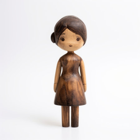 an oak figure dressed in an elegant dress, inspired by emotive faces and the styles of industrial and product design. this unique creation combines influences from hayao miyazaki, isolated figures, marguerite blasingame, and amedeo modigliani. the figure showcases the use of traditional japanese artistic techniques, resulting in a captivating and artistic piece. ai generatedの素材