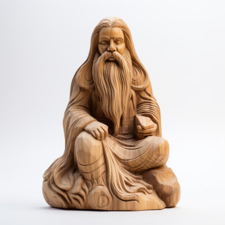 an old elven statue with a long beard, showcasing the influence of zen buddhism and traditional craftsmanship. this intricately designed sculpture draws inspiration from jacob jordaens and incorporates elements of three-dimensional puzzles, chinese tradition, and the artistic styles of wadim kashin and brian sum. ai generatedの素材