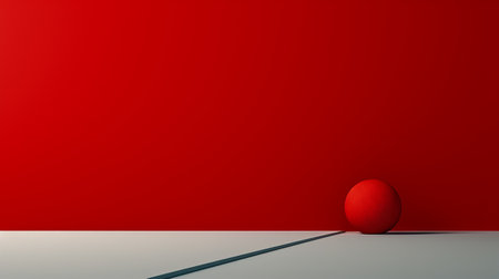 red ball on white background, featuring a minimalist stage design with a striking contrast of light and shadow. rendered in unreal engine, this image showcases formalist aesthetics with bold lines and vibrant colors. the odd juxtapositions and cyclorama add an intriguing element to the composition. ai generatedの素材