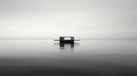 brahma, captured by c ray de los angeles photography, showcases a serene minimalistic style. the photo features calm waters and a minimalist metal sculpture, embodying the essence of moody tonalism. inspired by danish design and abstract minimalism, this image is a must-see for appreciators of minimalist stage designs and the beauty of simplicity. ai generatedの素材