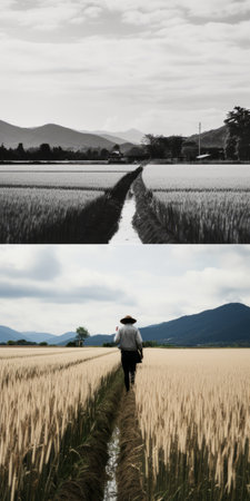 the subject noun is "two old black and white photos.", ai generatedの素材