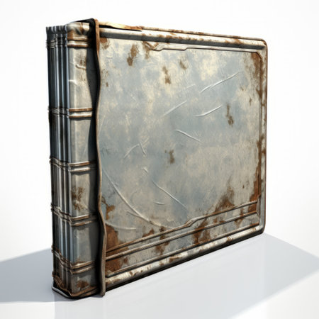 a low-quality 3d model of an album, featuring distressed surfaces and a style reminiscent of storybook illustrations. this artwork showcases irony, metalworking mastery, and political and social commentary. with its timeless artistry and loose paint application, it captures a unique blend of creativity and craftsmanship. ai generatedの素材