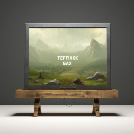 a digital tv template created by gaeamaa taz, featuring a hyperrealistic painting style with elements of forestpunk, topographical realism, and symbolic props. the template showcases the beauty of norwegian nature, incorporating geopunk influences and minimalist cartooning techniques. ai generatedの素材