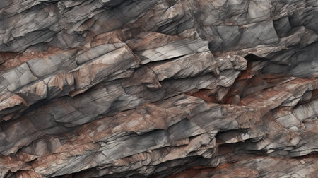 a photo showcasing a mesmerizing stone texture for modellers. this texture captures the essence of saturated color fields and gravity-defying landscapes. with layered lines and photorealistic paintings, it exudes a desertwave vibe. the naturalistic realism of the texture is enhanced by the combination of light maroon and dark gray tones. ai generatedの素材