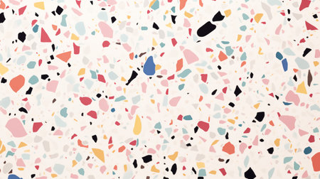 a photo of polkadot, a multicolored tile pattern, created by a person. the design is inspired by crystalline and geological forms, resulting in a scattered composition. the tiles are made of polished concrete and are set against a white background. this artwork showcases a unique blend of multi-colored minimalism and graphic rock-inspired compositions, with ultrafine detail. ai generatedの素材