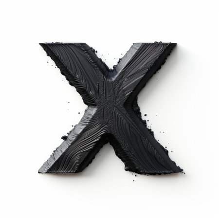 a painted letter with black brushes on the background, featuring an extruded design style. the artwork showcases elements of paleocore, kodak plus-x, and realistic hyper-detailed rendering. the composition incorporates frequent use of diagonals, hyperbolic expression, and distinctive character design. ai generatedの素材