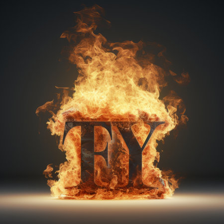 a letter ablaze with fire, showcasing vray tracing techniques. this unique artwork combines dry wit humor, yankeecore influences, and a bold yet graceful aesthetic. the explosive pigmentation and airbrushing techniques add depth to the controversial subject matter. ai generatedの素材