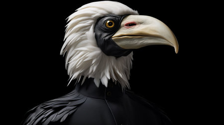 the sculpture depicts an elegant and emotive eagle with a feather, created in the style of zbrush by the talented artist hugh kretschmer. the sculpture showcases hyperrealistic rendering, with a captivating blend of dark white and dark black tones. this inventive character design is beautifully captured using the sony alpha a1 camera. ai generatedの素材