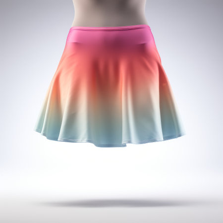 Foto de a woman in a skirt showcasing a vibrant rainbow dyed design. the artwork, created in the style of zbrush, features realistic usage of light and color with a combination of light red and light cyan hues. the skirt's texture imitates a material-like appearance, while the intricate details, though easily overlooked, add a touch of uniqueness. the overall composition presents a rounded and gigantic scale. ai - Imagen libre de derechos