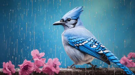 blue jay standing near boiling water, captured with a risograph ra 6300 texture. ai generatedの素材