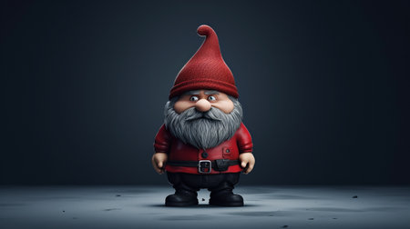 cartoon gnome standing in a hyperrealistic style reminiscent of bill gekas' detailed character illustrations. the animation captures the essence of nicolaes maes' gray and crimson color palette, while also drawing inspiration from patrick mchale's artistic vision. shot with a minolta riva mini, this captivating image brings the whimsical world of gnomes to life. ai generatedの素材