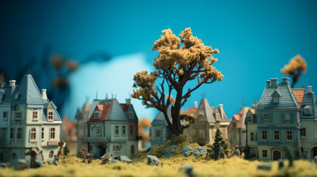 a rambouillet, inspired by studio ghibli, is depicted in this image. the smooth rubber material adds a unique touch to its appearance. the tilt shift photography effect and ambient occlusion enhance the overall visual appeal. against a bright baby cyan background, the rambouillet stands out beautifully. ai generatedの素材