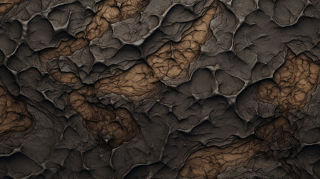 cracked wall texture photo 2 showcases a hyper-detailed rendering of a dark and foreboding landscape. the organic biomorphic forms and spiky mounds create an intriguing visual contrast against the dusty piles. with its realistic dark bronze and light bronze style, this aerial view captures the essence of an eerie and textured environment. ai generatedの素材