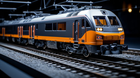 an insanely detailed and intricate train set is captured in this photograph. the ultra-realistic details are highlighted through the use of a 25mm lens, creating a depth of field effect with tilt blur. the lighting, including half rear lighting and backlight, adds a dramatic and elegant touch. the image is enhanced with various techniques such as super-resolution, volumetric effects, and screen space reflections. the resultの素材